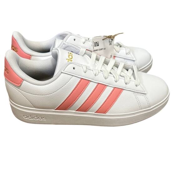 Adidas IG9239 GRAND COURT 2.0 SHOES White Semi Pink Spark Women Size 8.5 New - Picture 3 of 6